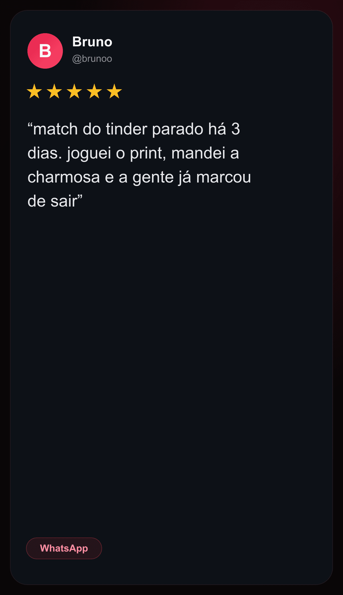 Print de conversa com o crush que engatou de novo