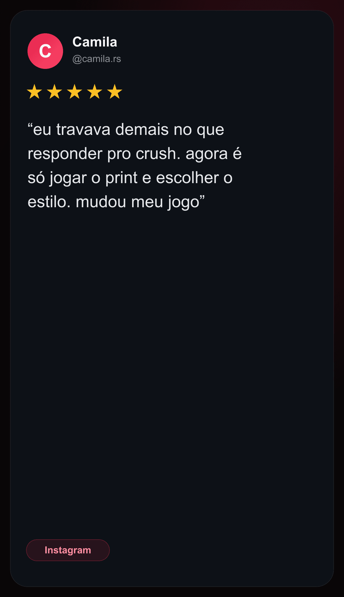 Print de depoimento vindo do TikTok