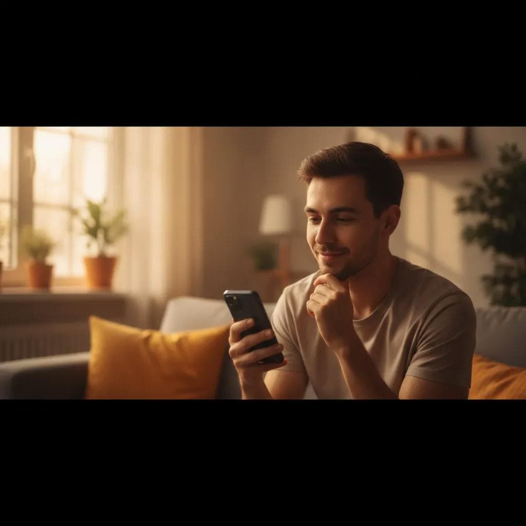 Pessoa olhando para o celular com dúvida sobre como responder mensagens monossilábicas do crush